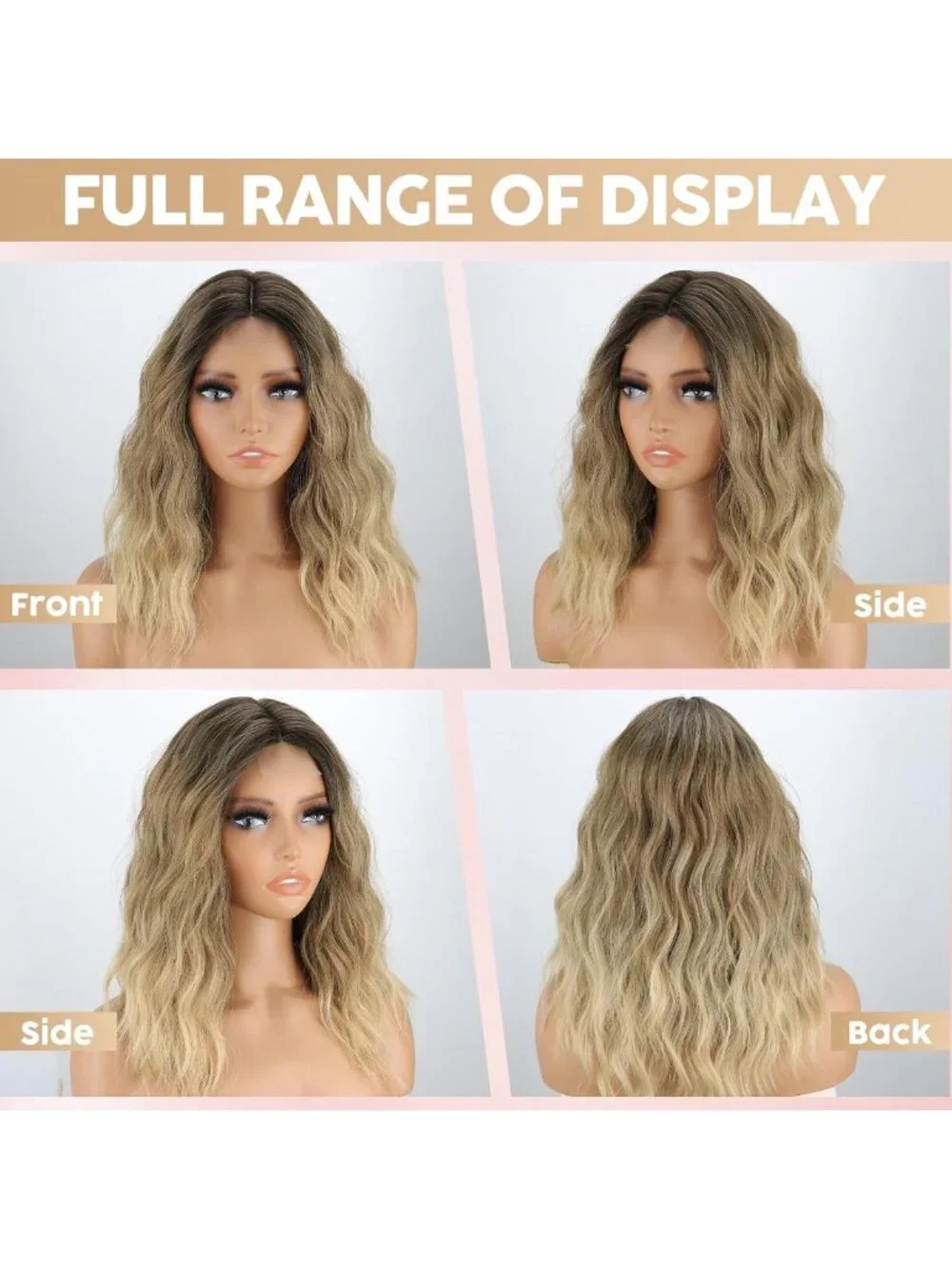 Medium Length Ombre Blonde Wavy Bob Wig for Women - Perfect for Parties & Events